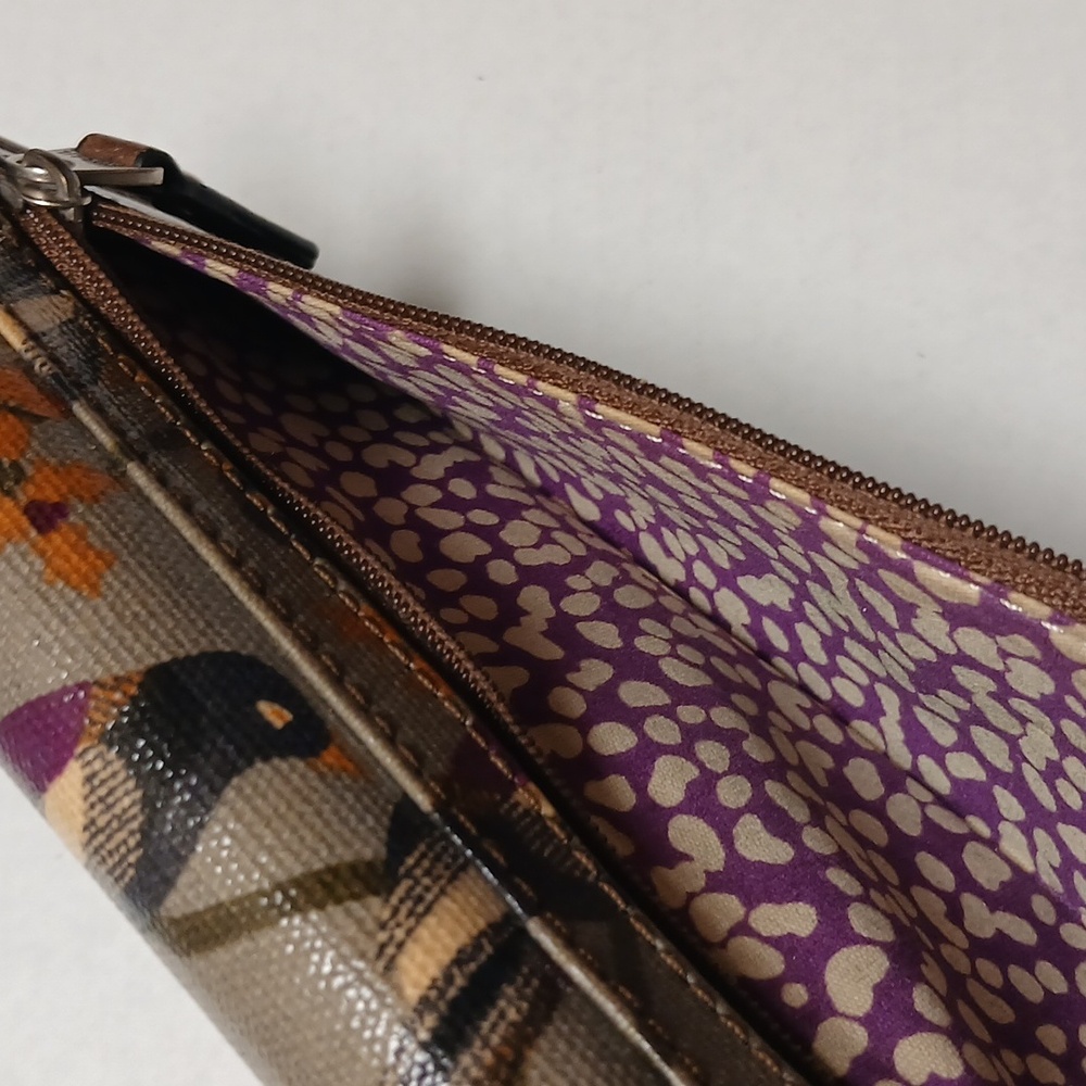 Fossil Vintage Brown Purple Bird Pattern Wallet GUC - Picture 12 of 12